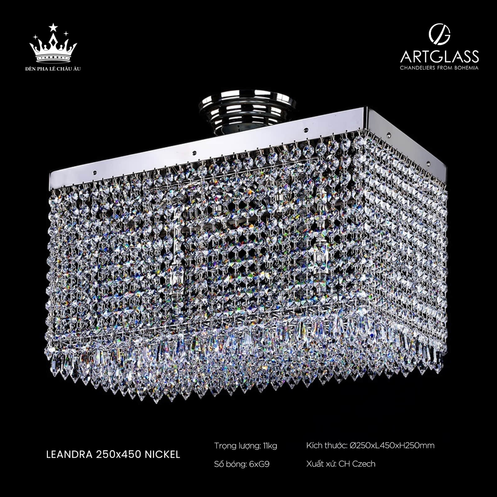 Đèn LEANDRA 250x450 NICKEL