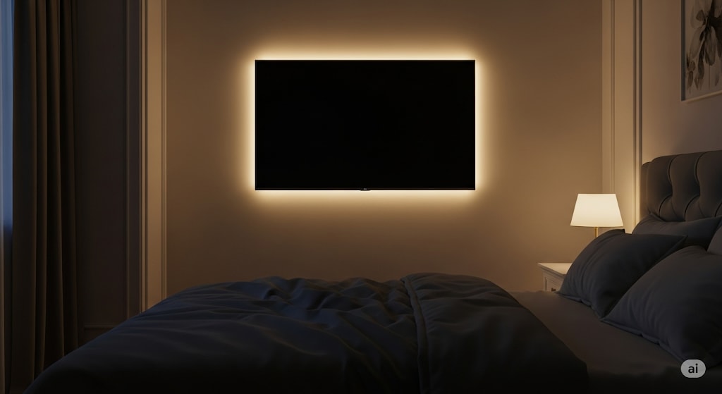 Lắp một bóng đèn nhỏ phía sau TV để giảm sự chênh lệch ánh sáng gây mỏi mắt.