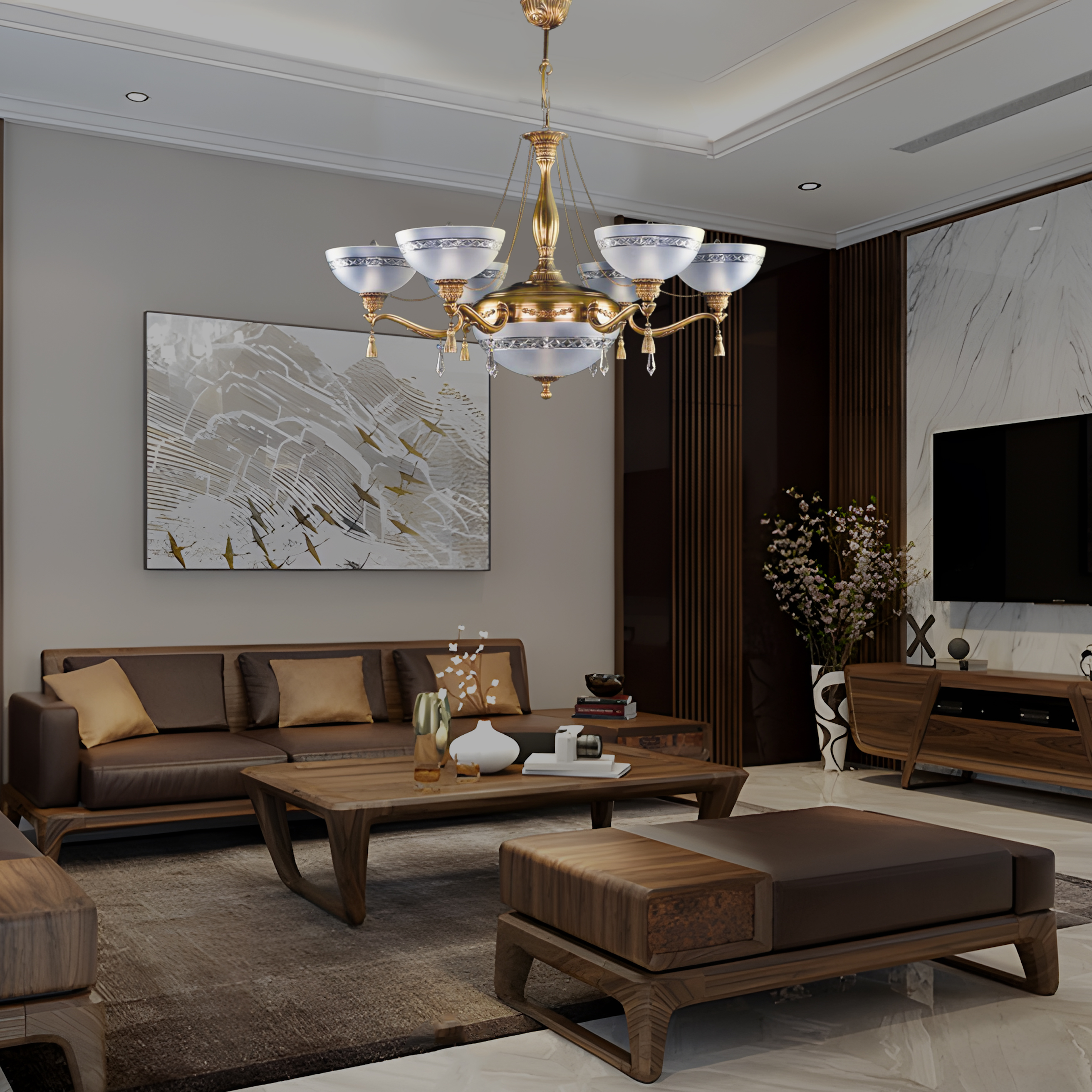 Theo quan niệm phong thủy, đèn chùm tượng trưng cho nguồn năng lượng tích cực, mang đến may mắn, tài lộc và sức khỏe cho gia chủ.