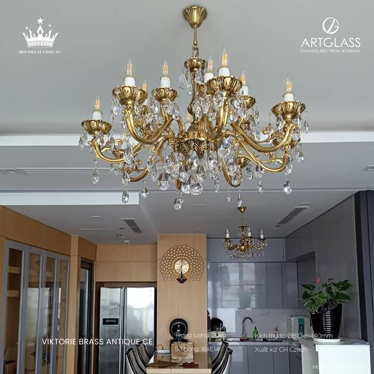 Đèn Chùm Pha Lê VIKTORIE BRASS ANTIQUE CE