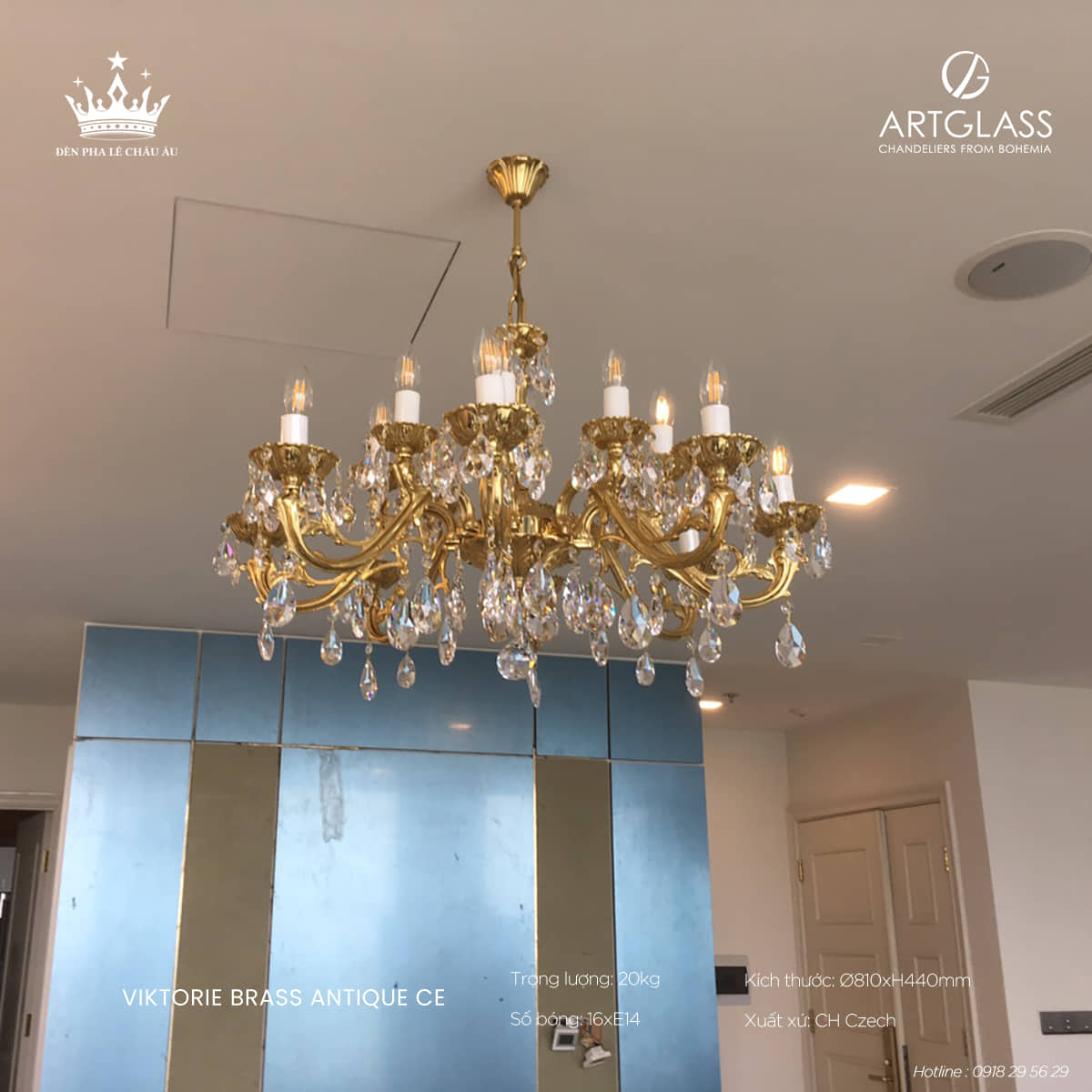 Đèn Chùm Pha Lê VIKTORIE BRASS ANTIQUE CE