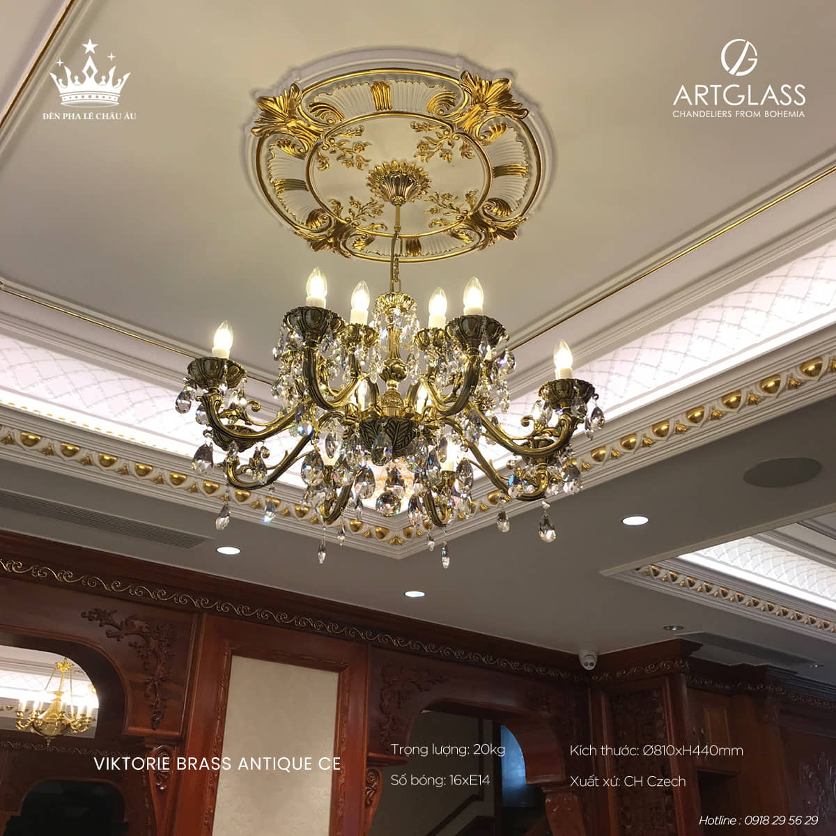 Đèn Chùm Pha Lê VIKTORIE BRASS ANTIQUE CE