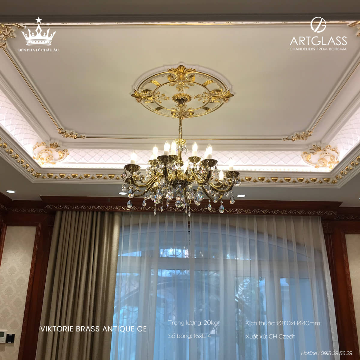Đèn Chùm Pha Lê VIKTORIE BRASS ANTIQUE CE