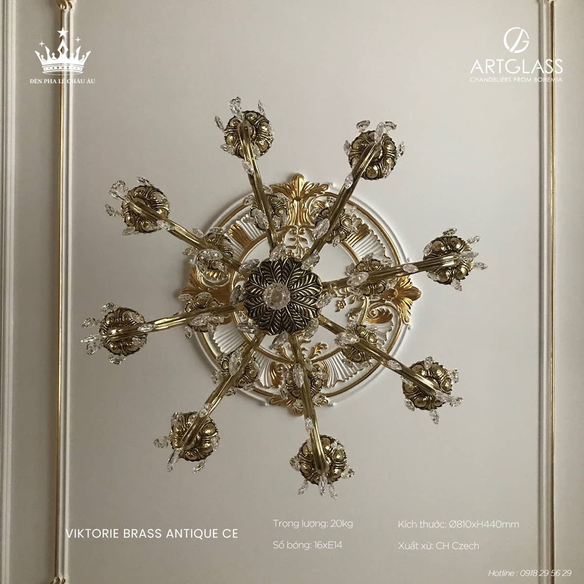 Đèn Chùm Pha Lê VIKTORIE BRASS ANTIQUE CE