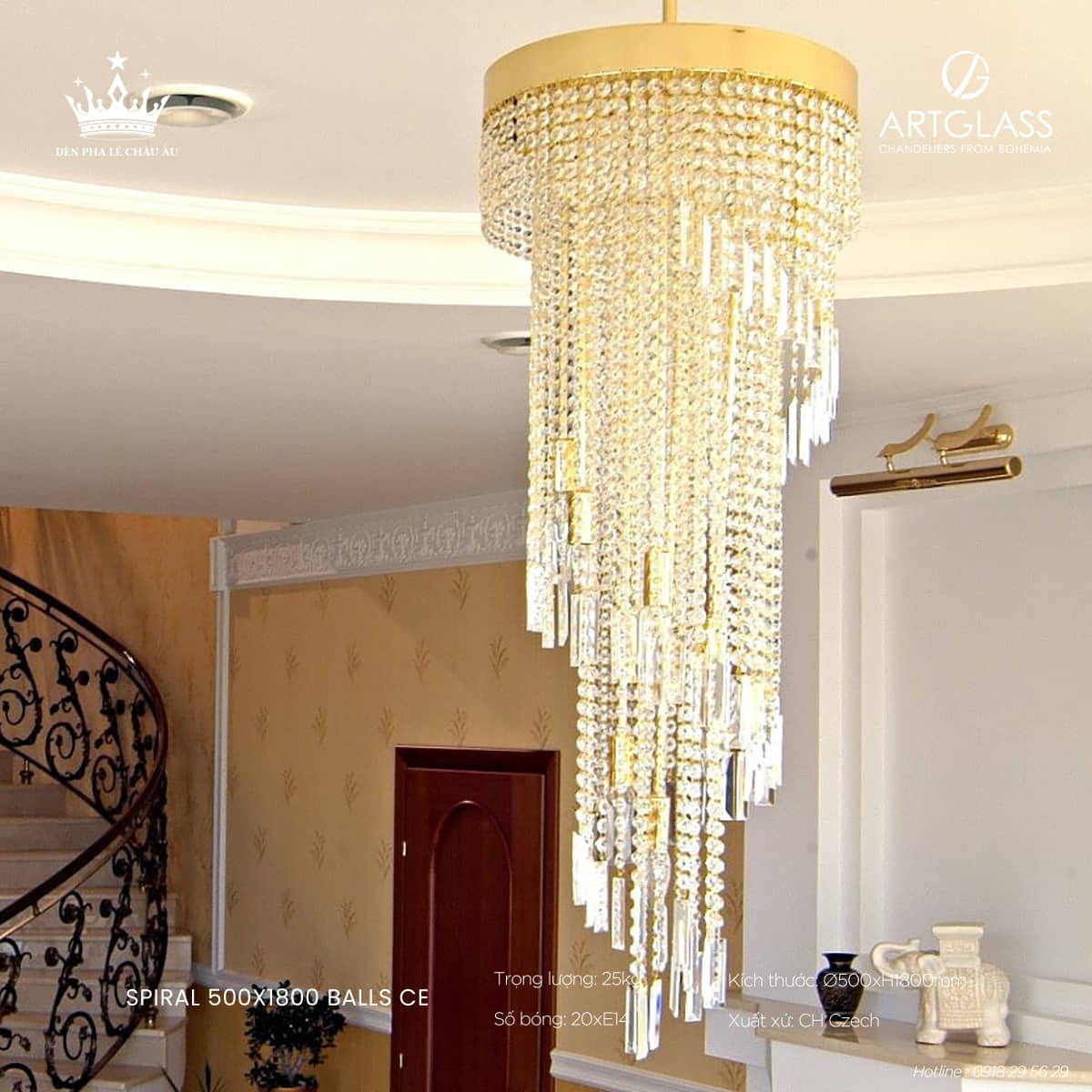 Đèn pha lê thông tầng SPIRAL
